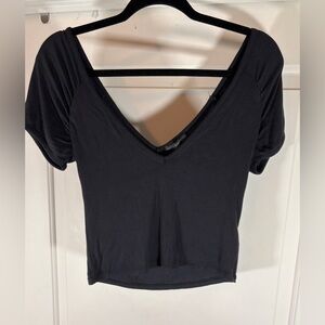 Urban Outfitters Black V-Neck off shoulder Crop Top
